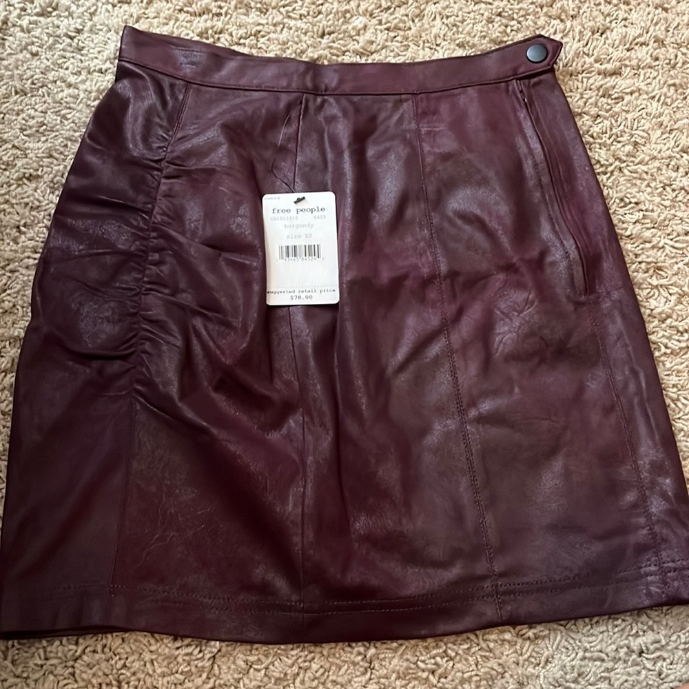 Free people burgundy suede mini skirt